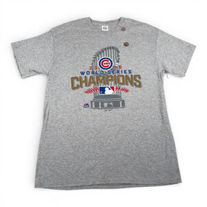 Chicago Cubs Shirt Adult LARGE Gray World Series Champions 2016 Deadstock MLB